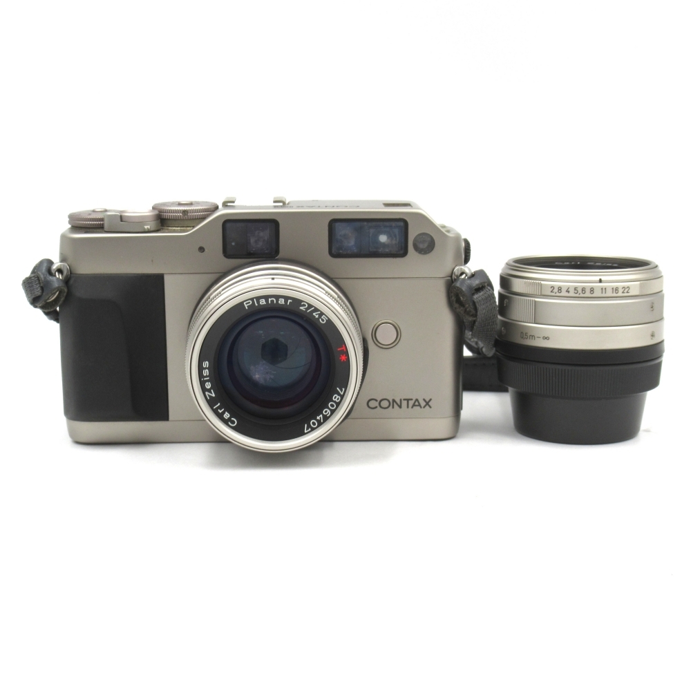 1円〜 CONTAX コンタックス G1 レンジファインダーカメラ レンズ2点 通電のみ確認済 4242025拍卖