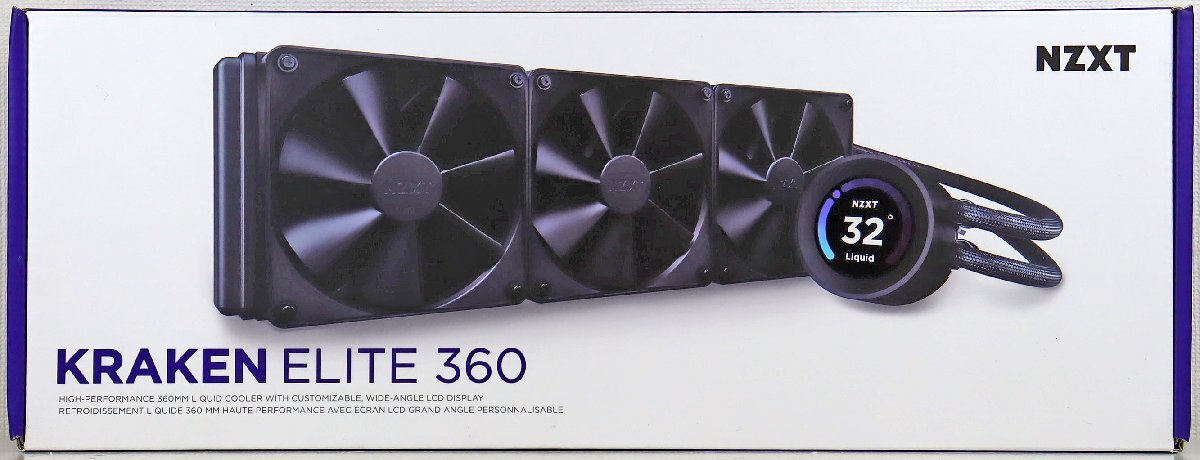 M◆中古品◆PC/パソコンパーツ 『簡易水冷CPUクーラー KRAKEN ELITE 360』 NZXT Turbine Pump採用 冷却性能向上 F120P/静圧ファン3基搭載拍卖