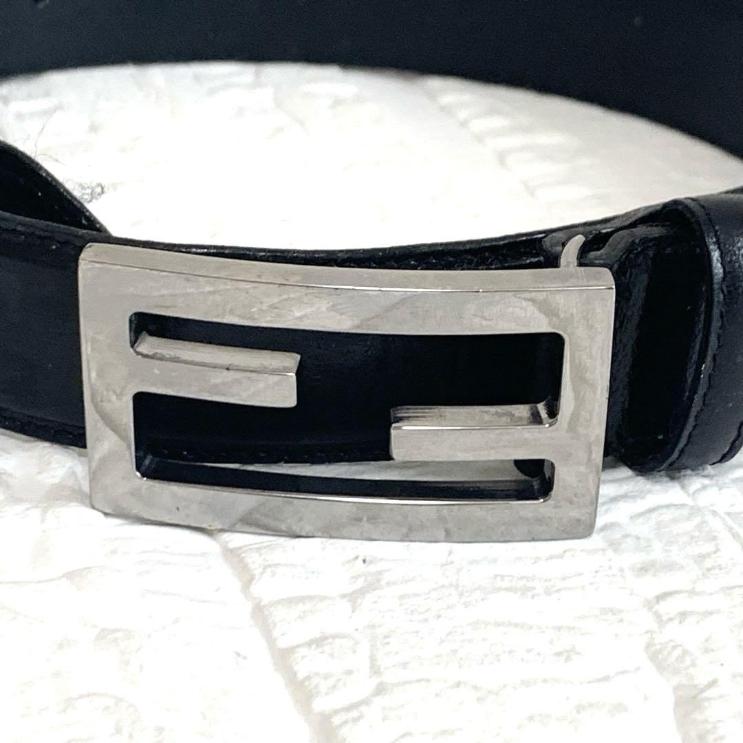 FENDI フェンディ FF金具 ベルト シルバー ブラック拍卖