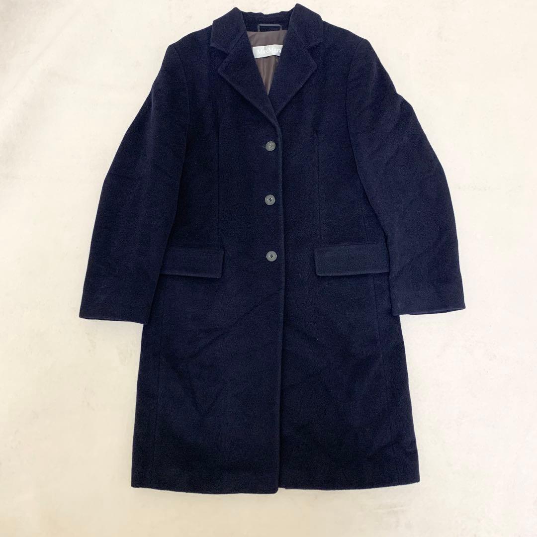 マックスマーラ 銀タグ チェスターコート ウールコート ネイビー 38拍卖
