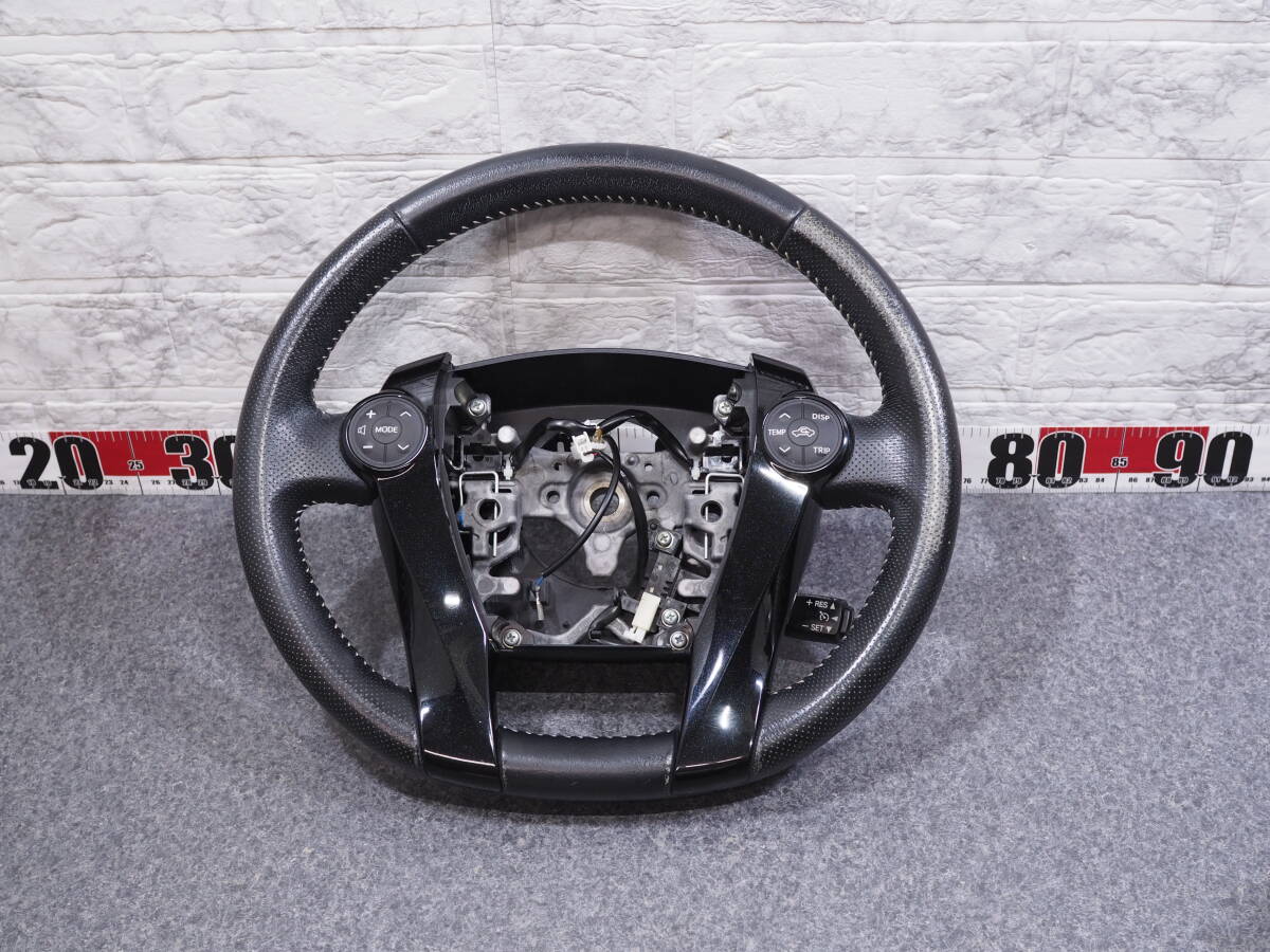 ■H27 トヨタ アクア G’s《 DAA-NHP10 》純正 ステアリングホイール ピアノブラック スイッチ付き レザー 革 ハンドル ジーズ拍卖