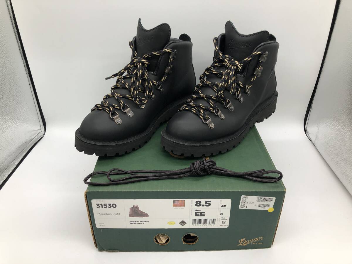 【美品】Danner MOUNTAIN LIGHT BLACK 31530 US8.5 26.5cm ダナー マウンテンライト ブーツ USA アウトドア アメリカ U251027拍卖