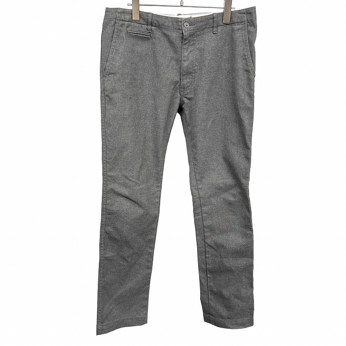 シップス ジェネラルサプライ SHIPS GENERAL SUPPLY パンツ ストレート ロゴパッチ ジップフライ 無地 ポリ×綿 L 杢グレー メンズ拍卖