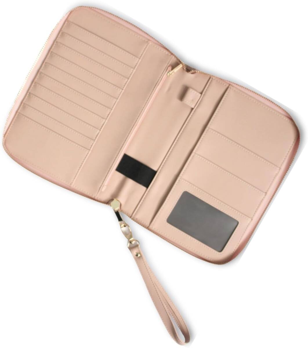 母子手帳ケース お薬手帳ケース マルチケース 通帳ケース 保険証 診察券 クレジットカード 大容量 ストラップ付き (ピンク色)新品未開封拍卖