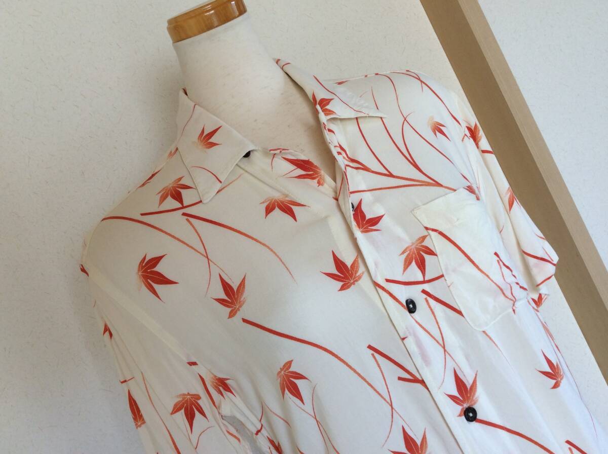 即決 マックハウス購入 紅葉柄アロハシャツ メンズMサイズ シワ有り レターパックライト込み 10月15日初出品拍卖