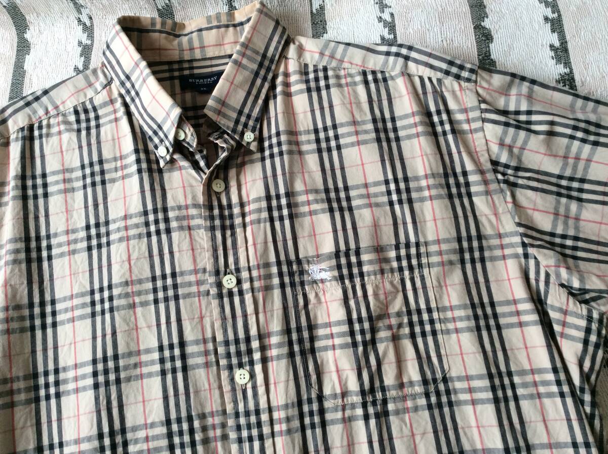 即決 BURBERRY LONDON バーバリーロンドン ノバチェック シャツ メンズXL 襟に汚れダメージ有り ゆうパック込み 10月23日初出品拍卖