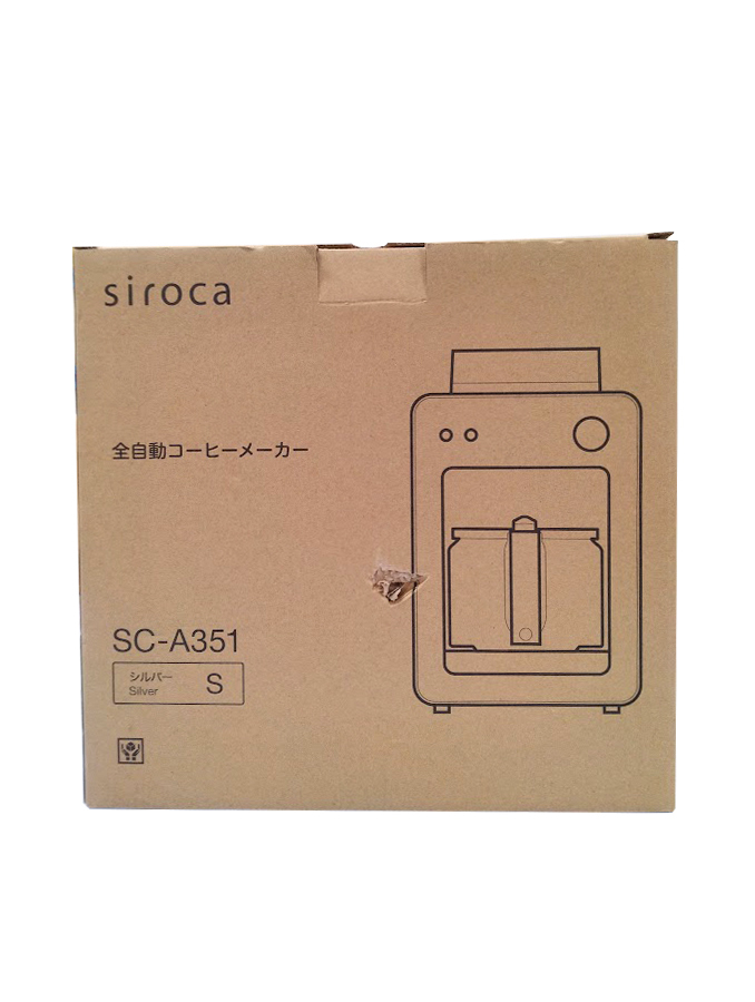 シロカ siroca 全自動コーヒーメーカー カフェばこ 静音 ミル4段階 コンパクト 豆・粉両対応 蒸らし タイマー機能 シルバー 銀 SC-A351拍卖