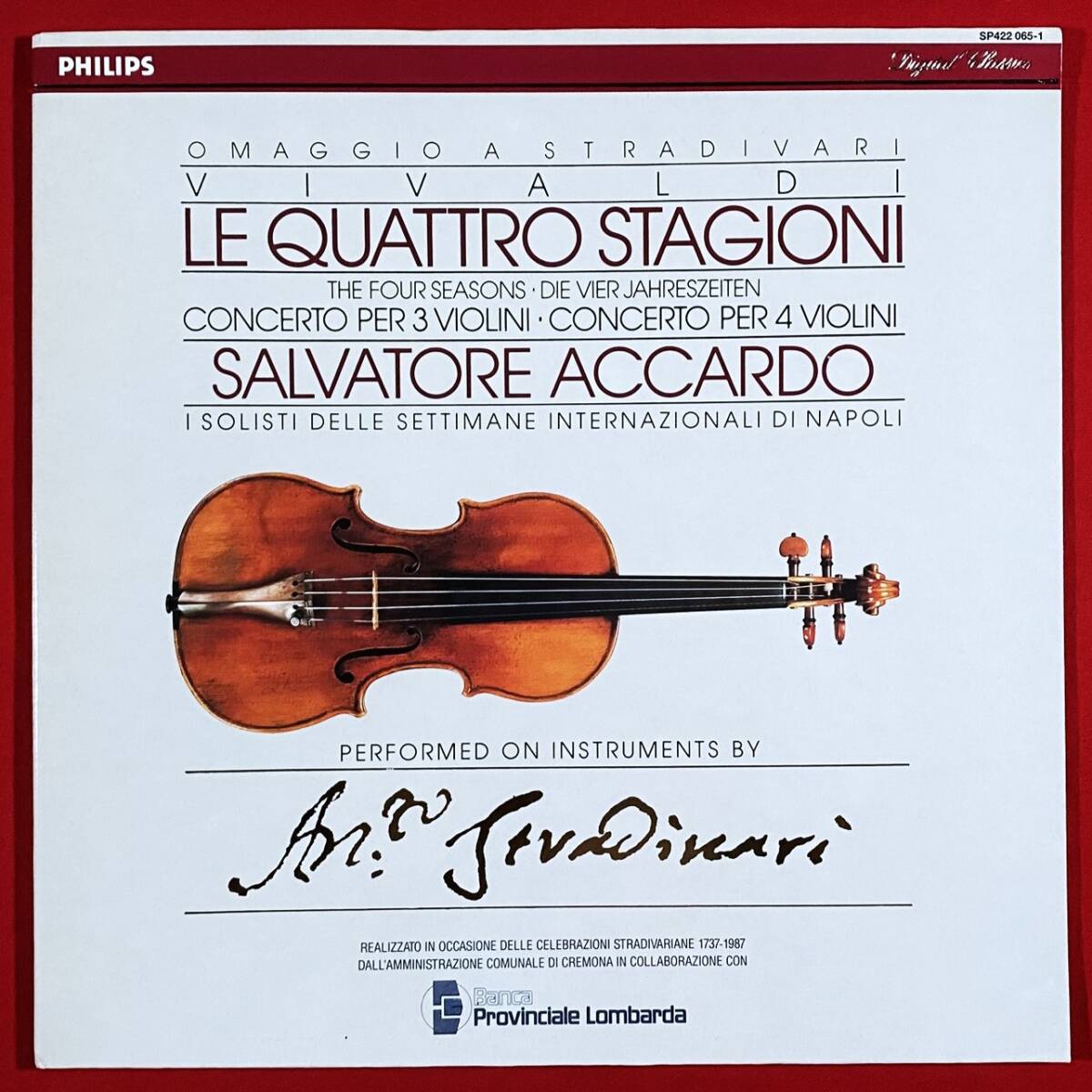 ★超絶名盤!【蘭Philips/デジタル録音】サルヴァトーレ・アッカルド『ヴィヴァルディ:四季/Vn協奏曲集』Accardo 422 065-1 LPレコード V拍卖