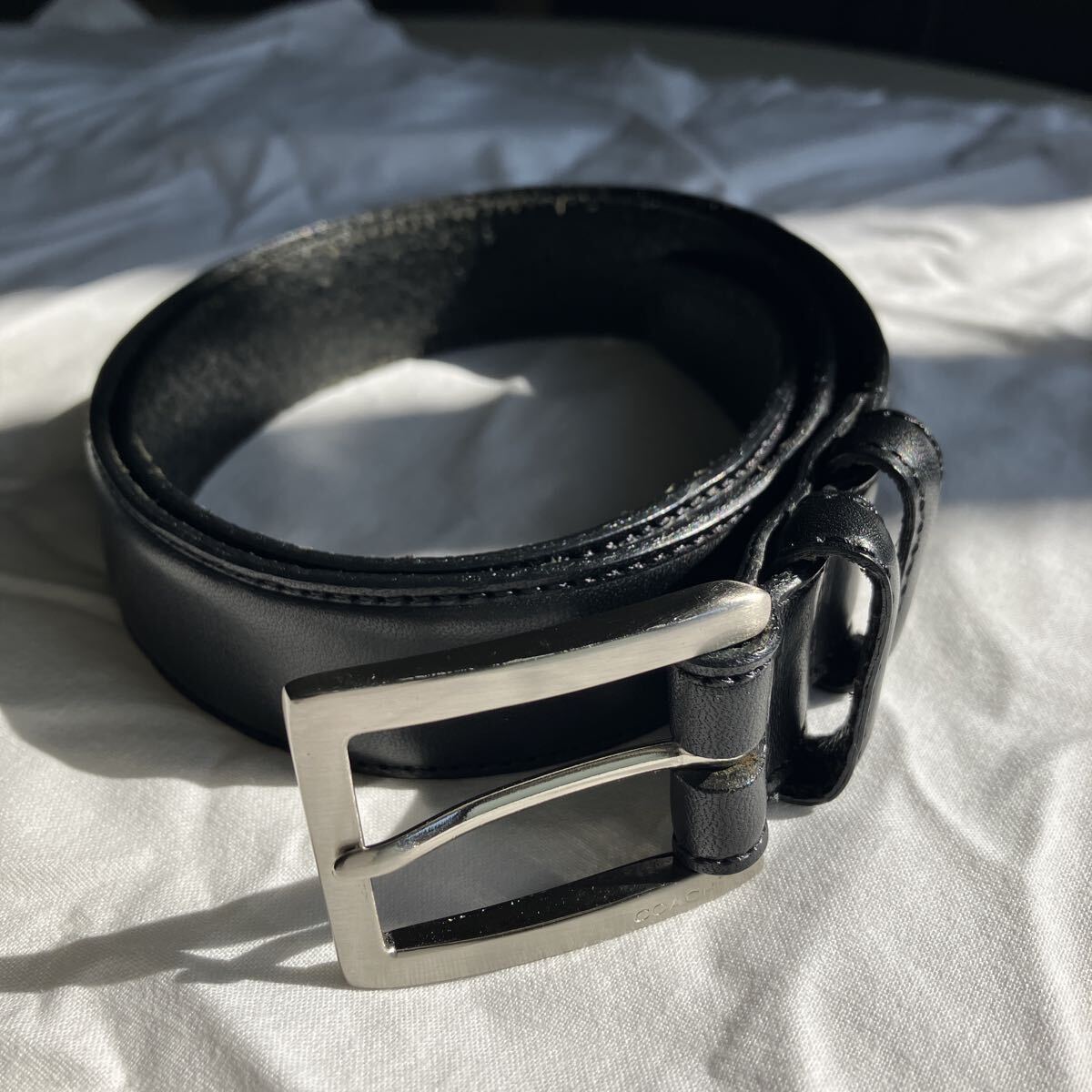 レザー ベルト イタリア製 本革 黒 シンプル コーチ COACH メンズ ビジネス拍卖