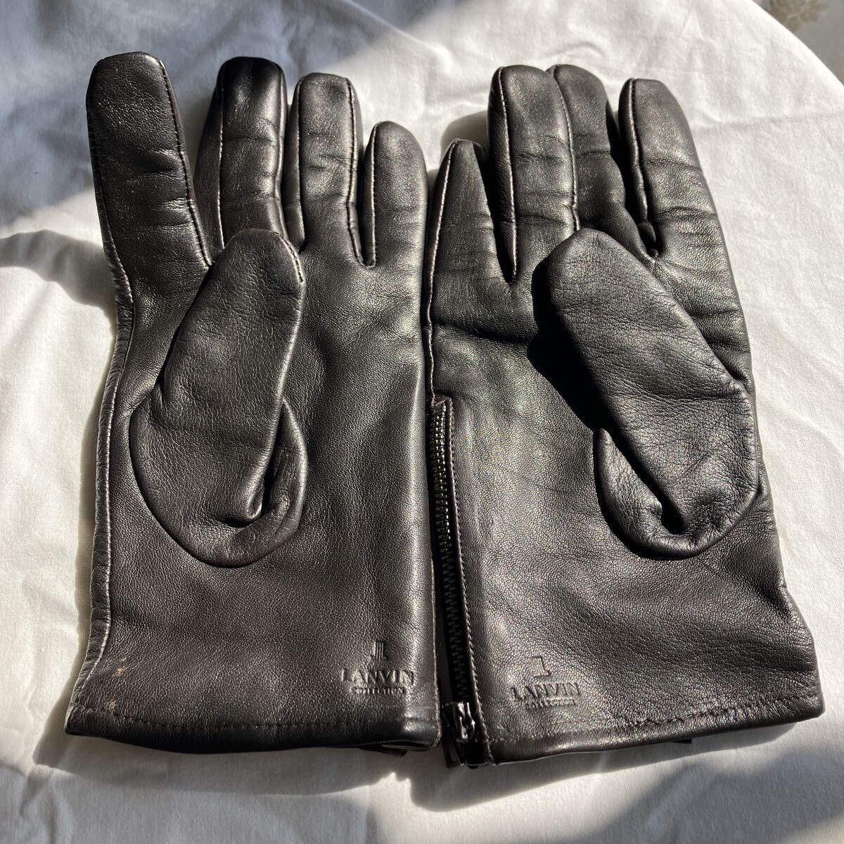 LANVIN ランバン  レザー 手袋  革手袋  レザーグローブ Lサイズ拍卖