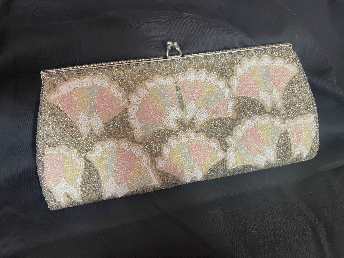 【ビーズバック】 ハンドバッグ◇がま口◇ パーティーバッグ◇ 和装バッグ◇ 結婚式◇ 昭和レトロ◇ 和装小物◇ビーズ刺繍拍卖