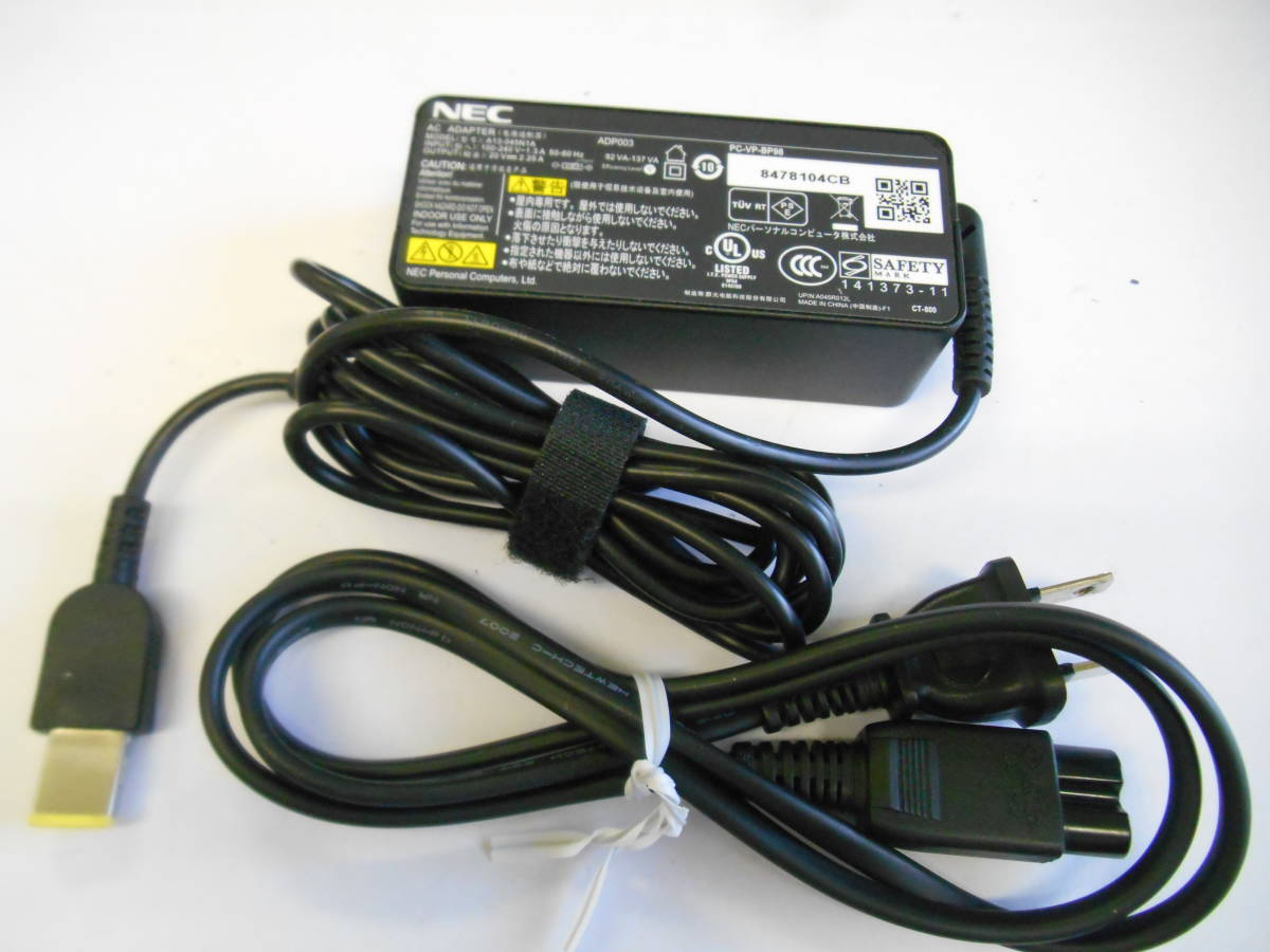 NEC 純正 ACアダプタ ADP003(A13-045N1A) PC-VP-BP98 20V 2.25A 角型 (449拍卖