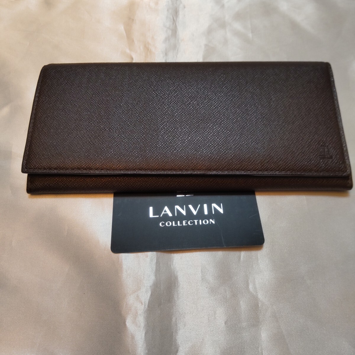 ■LANVIN COLLECTION■ランバン■ 長財布2つ折り■スリムブラウン■ファスナーコインケース付拍卖