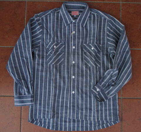 SALE(2025年モデル)アメリカのワークブランド「BIGMIKE(USA)」の復活!ビンテージ感漂うストライプシャンブレー素材!Lサイズ拍卖