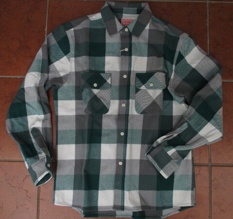 SALE!2024年モデル!BIGMIKE(USA)伝説のワークブランド「ビッグマイク」のヘビーウエイトネルシャツ!グリーン×ホワイト:Lサイズ拍卖