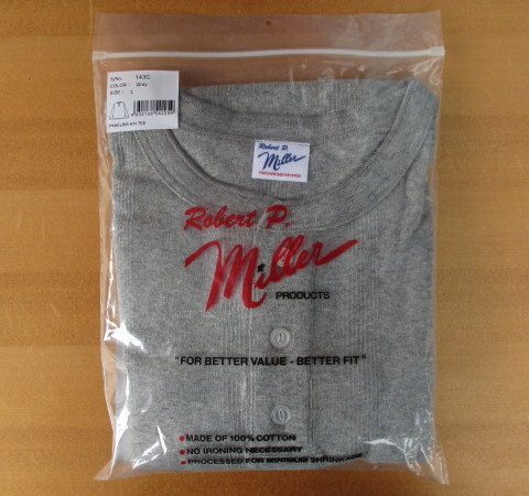 特価!1937年:アメリカで創業!パネルリブの老舗!ROBERT・P・MILLER(USA)パネルリブ・ヘンリーネック長袖Tシャツ!グレイ!Lサイズ拍卖