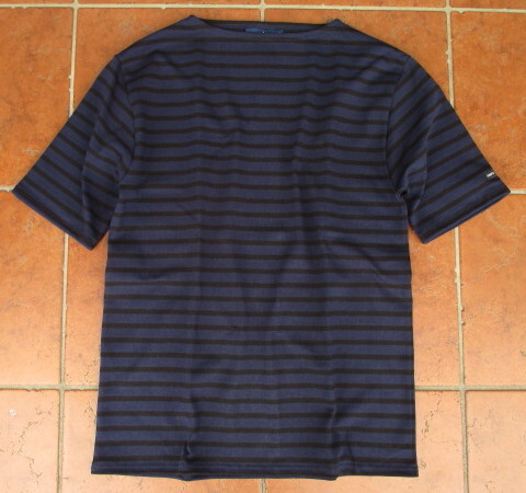 SALE!別注モデル!セントジェームス(フランス)厚手素材・代理店企画・半袖バスクシャツ(OUESSANT)ネイビー×ブラック:T6サイズ拍卖