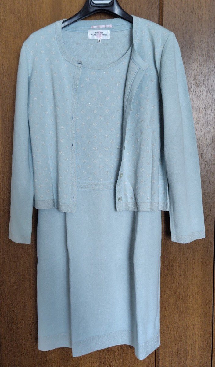 【未使用】新品 HANAE MORI ハナエモリ アルマアンローズ ワンピース、カーディガン ニット アンサンブル 送料無料拍卖