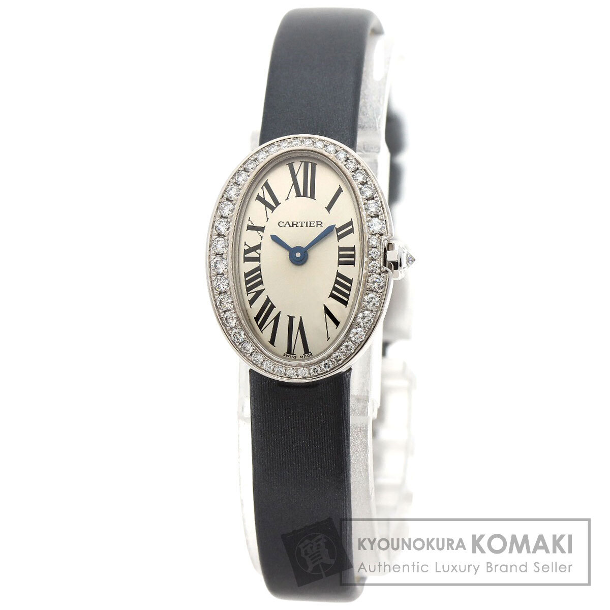 CARTIER カルティエ WB520027 ミニベニュワール メーカーコンプリート 腕時計 K18ホワイトゴールド 革 ダイヤモンド レディース 中古拍卖