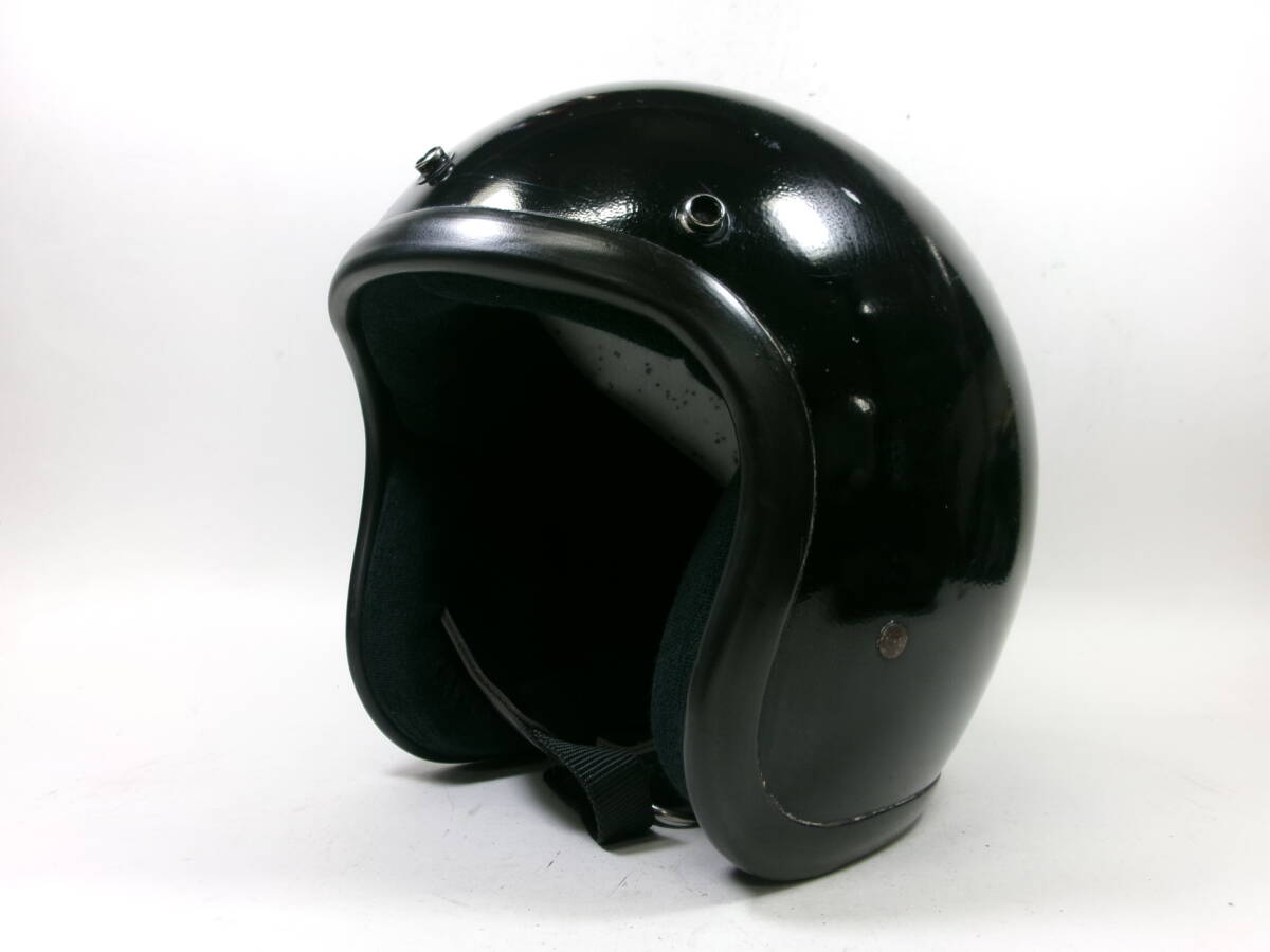 Sシェル! 最初期 70s BELL SUPER MAGNUM 黒 ジェットヘルメット 7 目深加工済み M-L ★ 70年代 ベル スーパーマグナム 500TX R-T ごま塩拍卖
