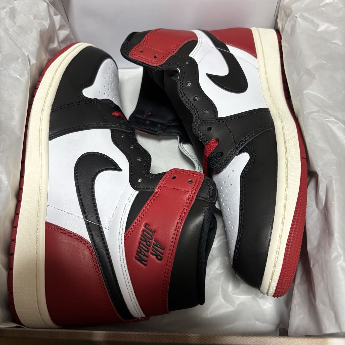 【未使用】NIKE AIR JORDAN1 HI BLACK TOE REIMAGINED 28.5cm US10.5エアジョーダン1 ブラックトゥ リイマジンド 拍卖