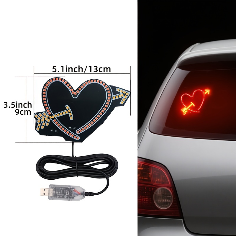 車用 ハート型 キューピット LED アンビエントランプ ミニライト 補助ライト 13cm USBライト レッド イエロー 車内装飾 外装 デコ t8896拍卖