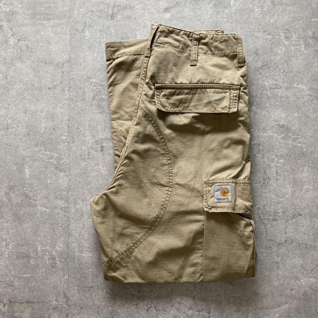 00s carhartt カーゴパンツ リップストップ 28×32 カーキ拍卖