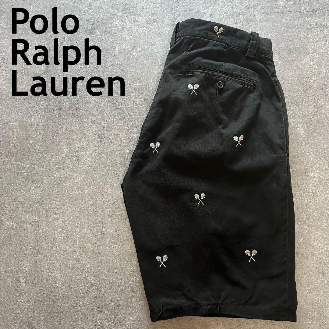 Ralph Lauren テニス パターン柄ショートパンツ W31×32 黒拍卖