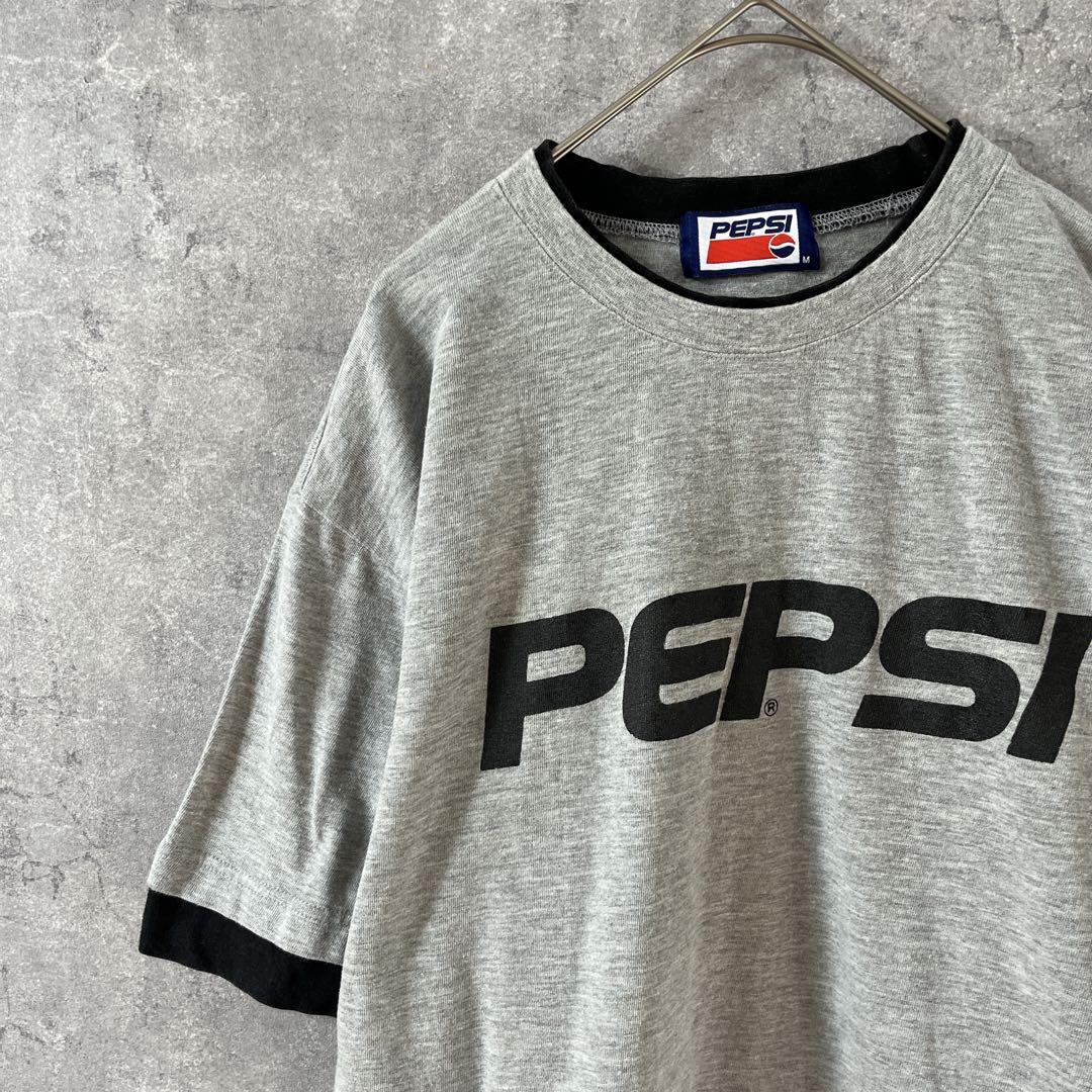 PEPSI リンガーTシャツ 半袖 グレー Mメンズ拍卖