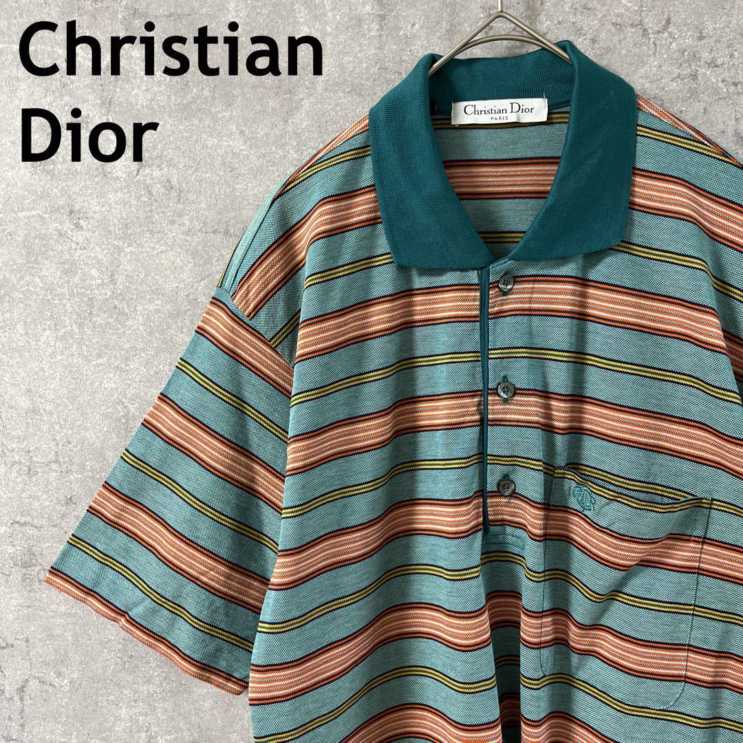 Christian Dior ボーダーポロシャツ 半袖 Lメンズ拍卖