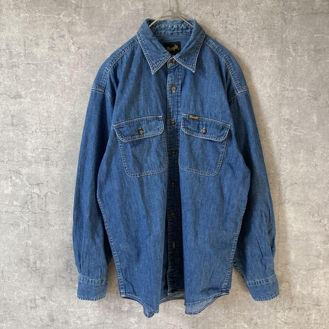 90s00s ラングラー デニムシャツ 長袖 ゆるだぼ M5033 Mサイズ拍卖