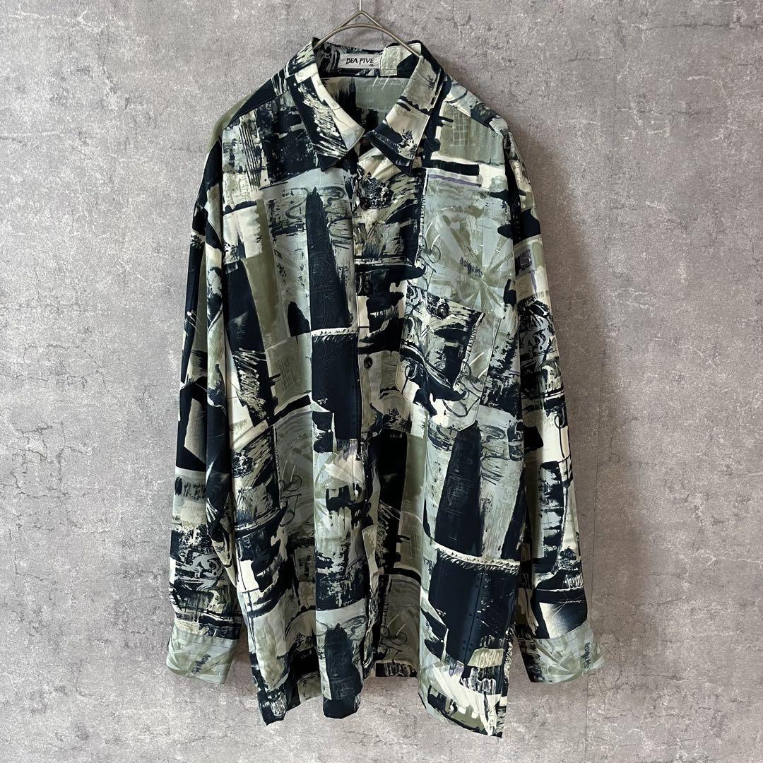 BEA FIVE モノトーンデザインシャツ 長袖 ポリシャツ ゆるだぼ Mサイズ拍卖