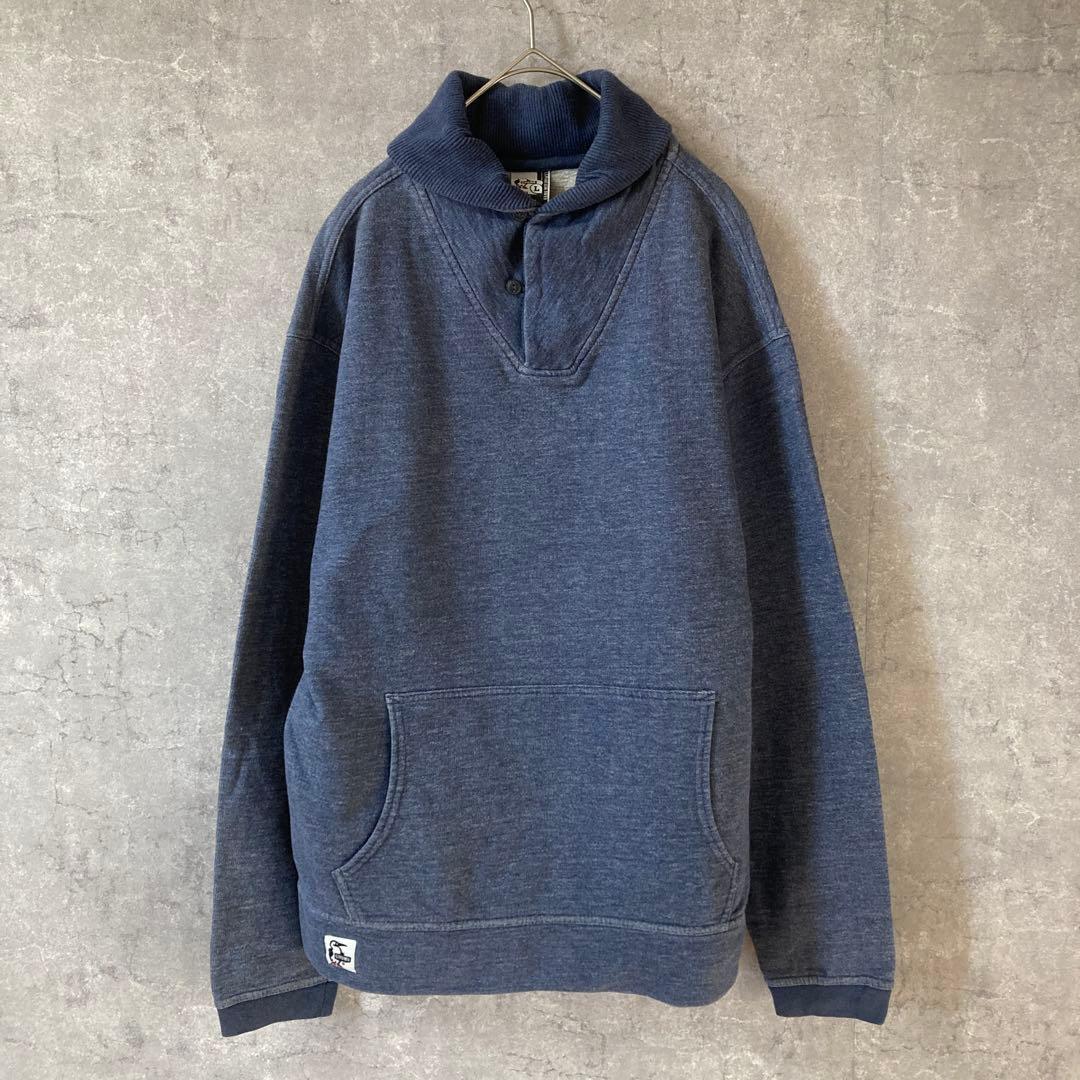 CHUMS スウェット ショールカラー 裏起毛 パーカー ポケット Lサイズ拍卖