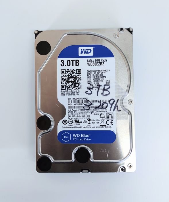 HDD 3TB 使用時間少 (3209h) WD Blue SATA 3.5インチ ハードディスク拍卖