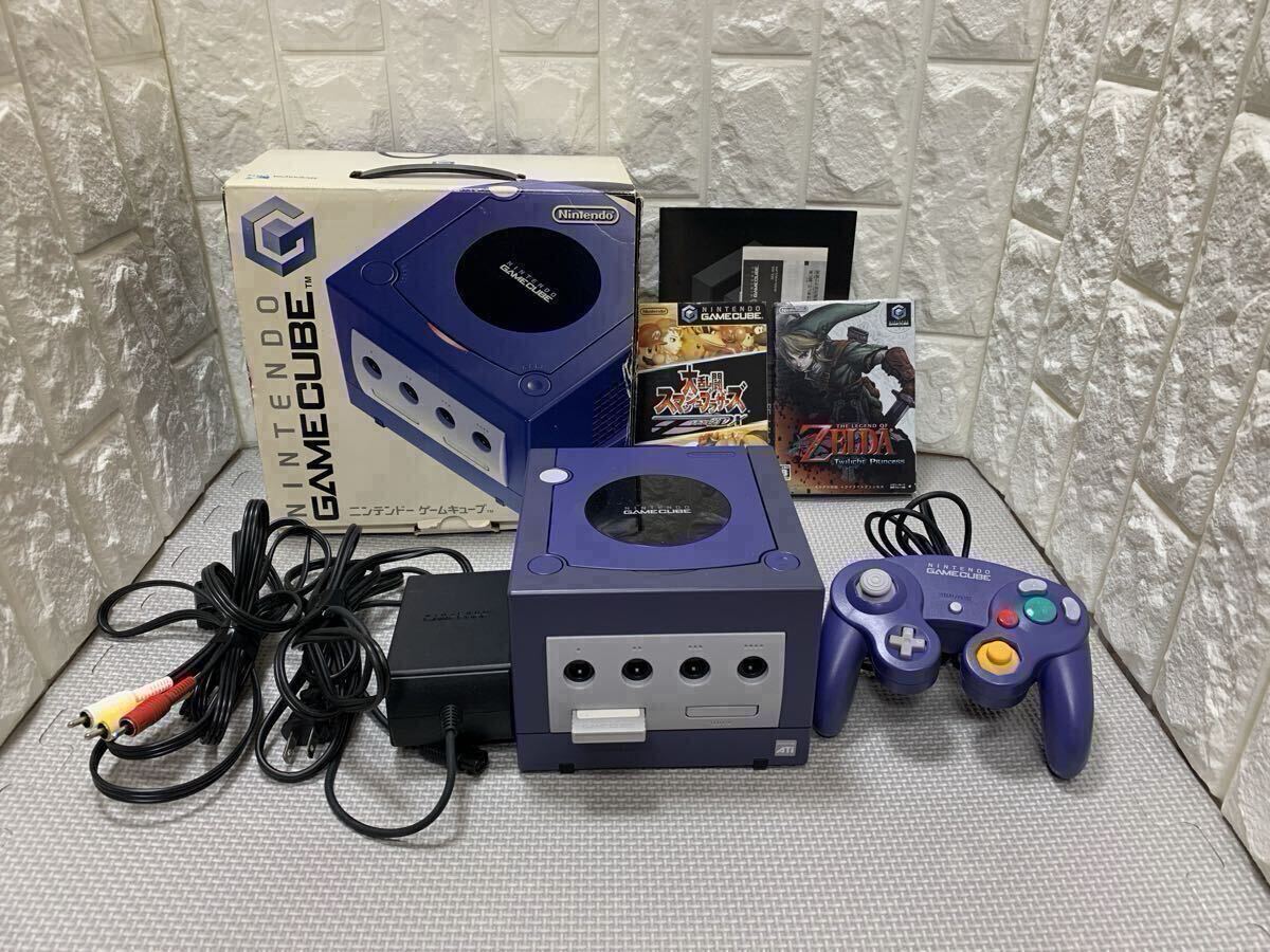 ◆ゲームキューブ(バイオレット)◆カセット2個(ゼルダ・スマブラ)◆メモリーカード◆任天堂◆箱付き◆完備品◆DOL-S-VTA(JPN)◆拍卖