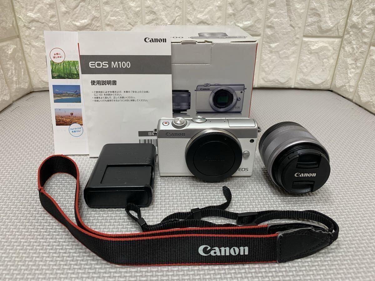 ◆Canon◆ミラーレス一眼カメラ◆EOS M100◆キャノン◆Wi-Fi◆Bluetooth◆ホワイト◆完備品◆拍卖