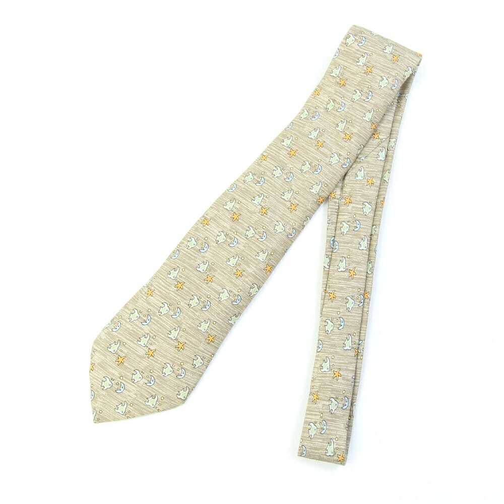 エルメス ネクタイ 7785 FA ベージュ シルク 中古 スーツ フォーマル ビジネス フィッシュ 魚 ファッション メンズ拍卖