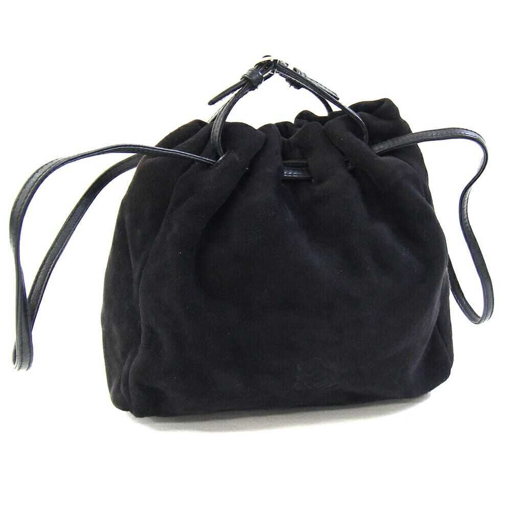ロエベ ハンドバッグ アナグラム ブラック スウェード 中古 巾着 ミニバッグ レディース ヴィンテージ オールド拍卖
