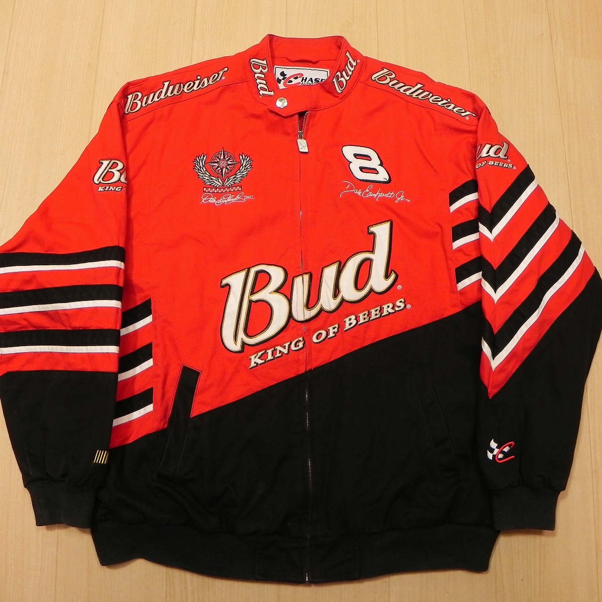 ★ 90s CHASE AUTHENTICS チェイス オーセンティック コットン レーシングジャケット XL バドワイザー 赤 黒 古着 ★d拍卖