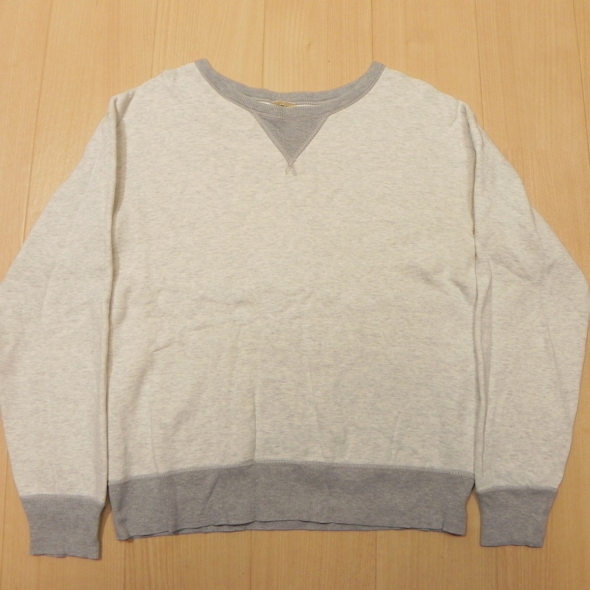 ★ THE FLAT HEAD フラットヘッド 前V ツートン スウェット トレーナー Mサイズ グレー系 古着 ★b拍卖