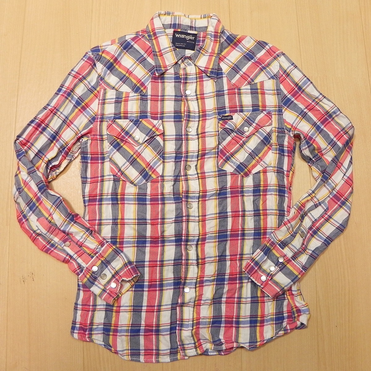 ★ Wrangler ラングラー W9213 ライトネル 長袖 ウエスタンシャツ チェック ネルシャツ M 古着 即決 ★c拍卖