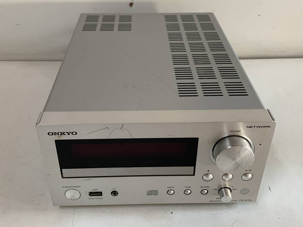 ⑲u741◆ONKYO オンキョー◆CDデッキ NETWORK CD RECEIVER CR-N755 シルバー 2014年製 ネットワークCDレシーバー オーディオ機器 動作品拍卖