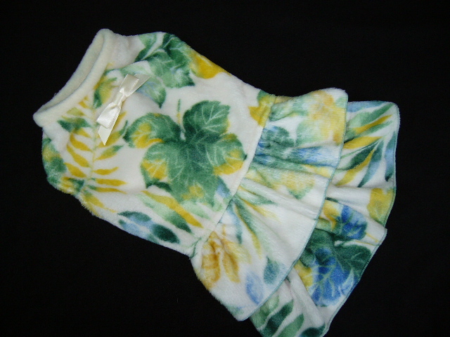 MDダックス等フリース花柄ワンピグリーン系拍卖