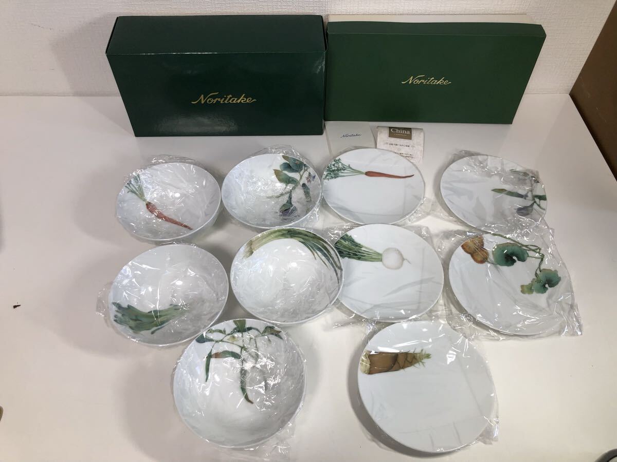 10-200 Noritake ノリタケ プレート ボール お皿 皿 ブランド 食器 京香旬彩 箱付き まとめ セット拍卖