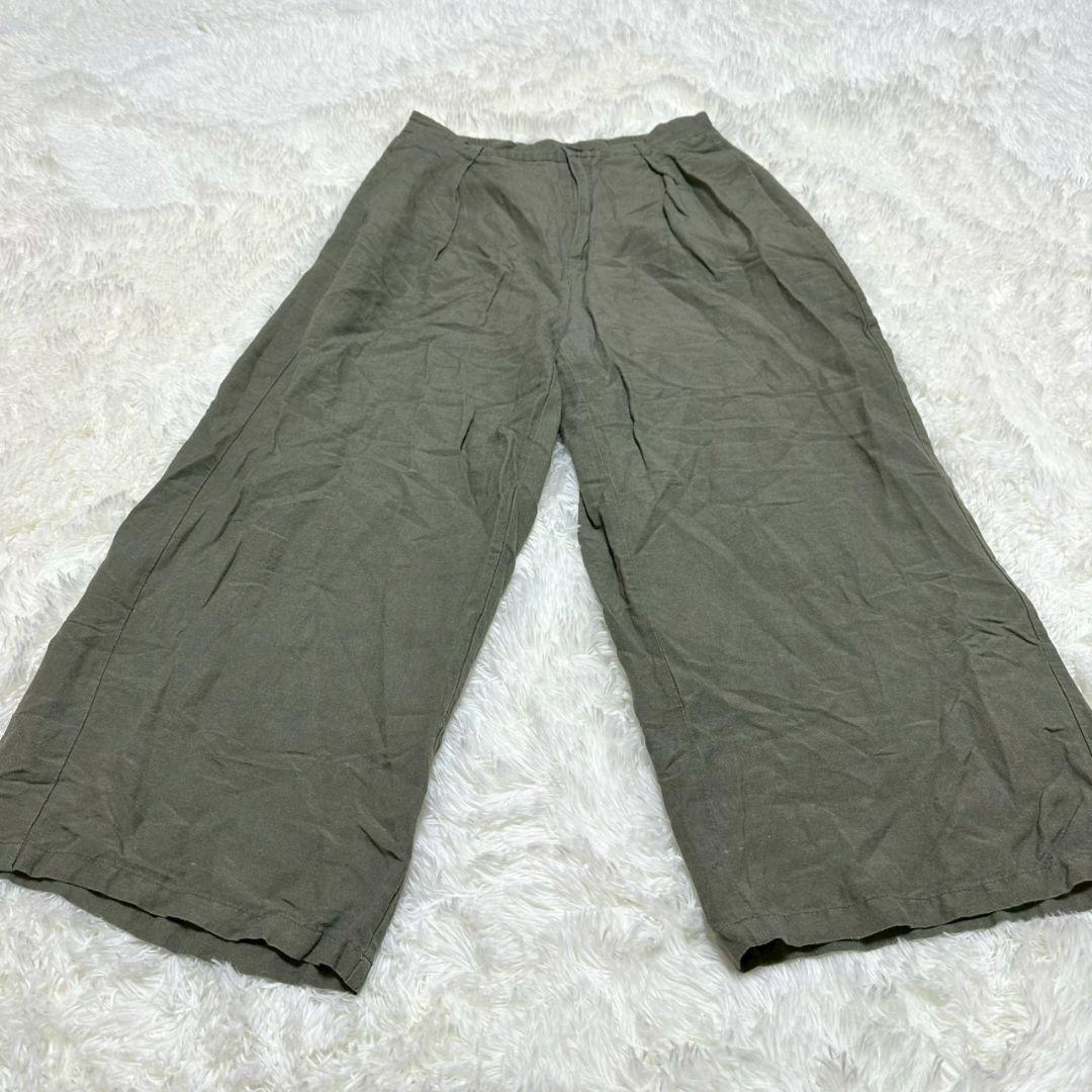 【GU】/ジーユー/リネンブレンドイージーワイドパンツ/(L)/ズボン拍卖