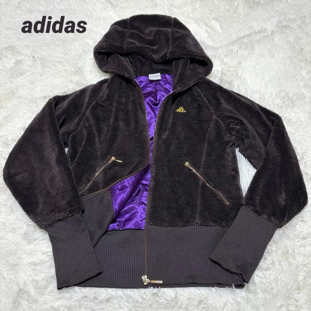 【adidas】/フリースジャケット/ボア/アディダス/パーカー/S/M/羽織り拍卖