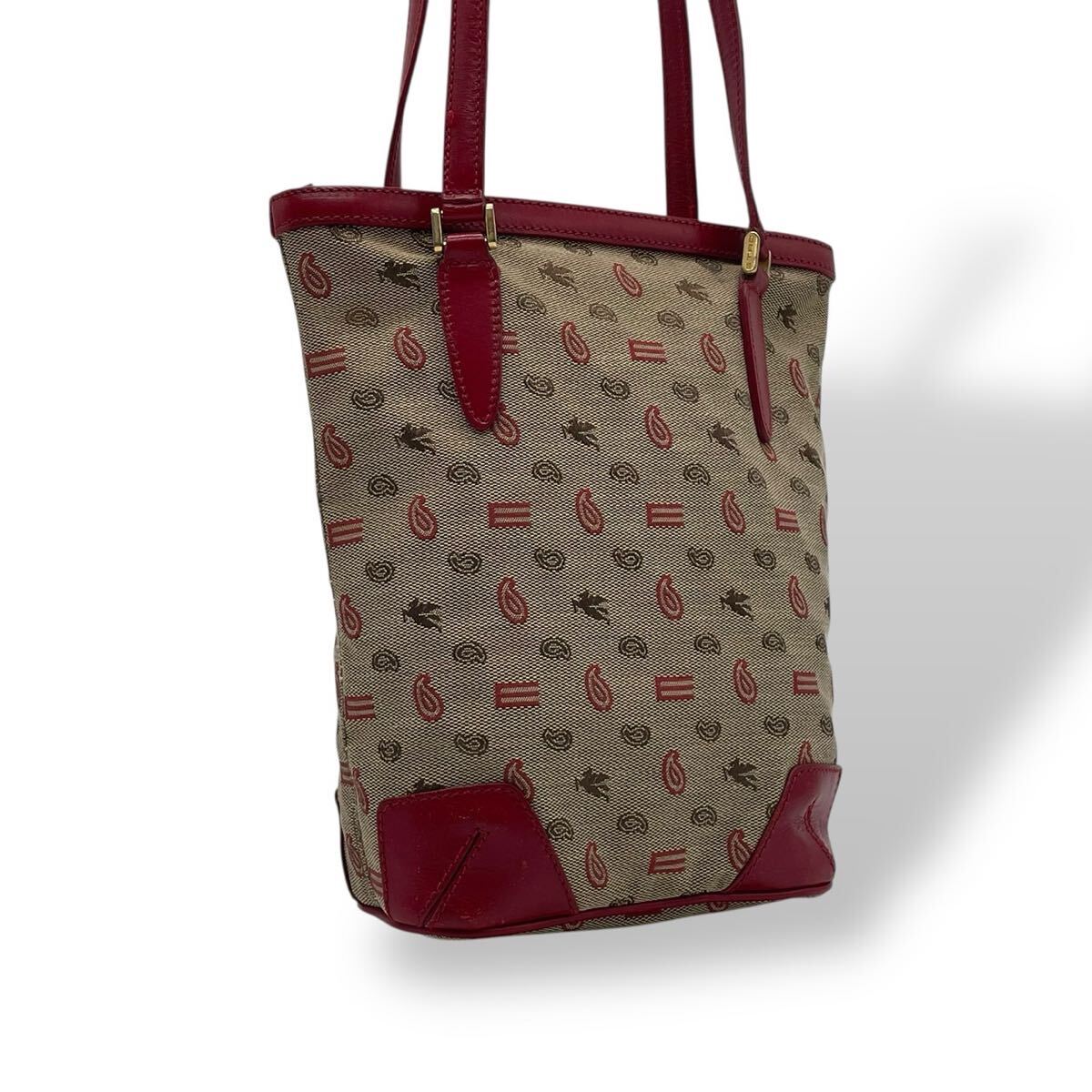 ETRO エトロ キャンバス レザー トートバッグ モノグラム 総柄 肩掛け拍卖