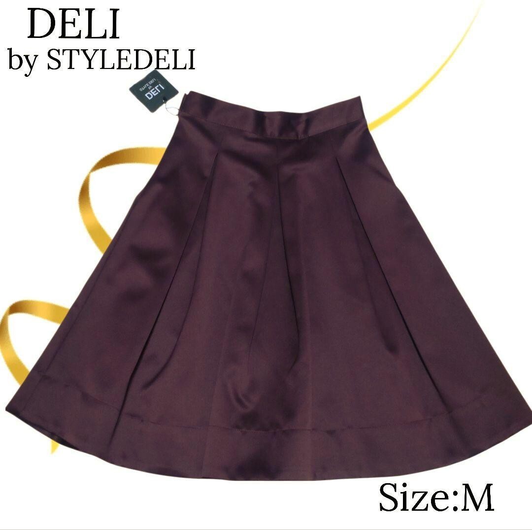 ★未使用タグ付き★スタイルデリ ボックスプリーツスカート ワインレッド拍卖