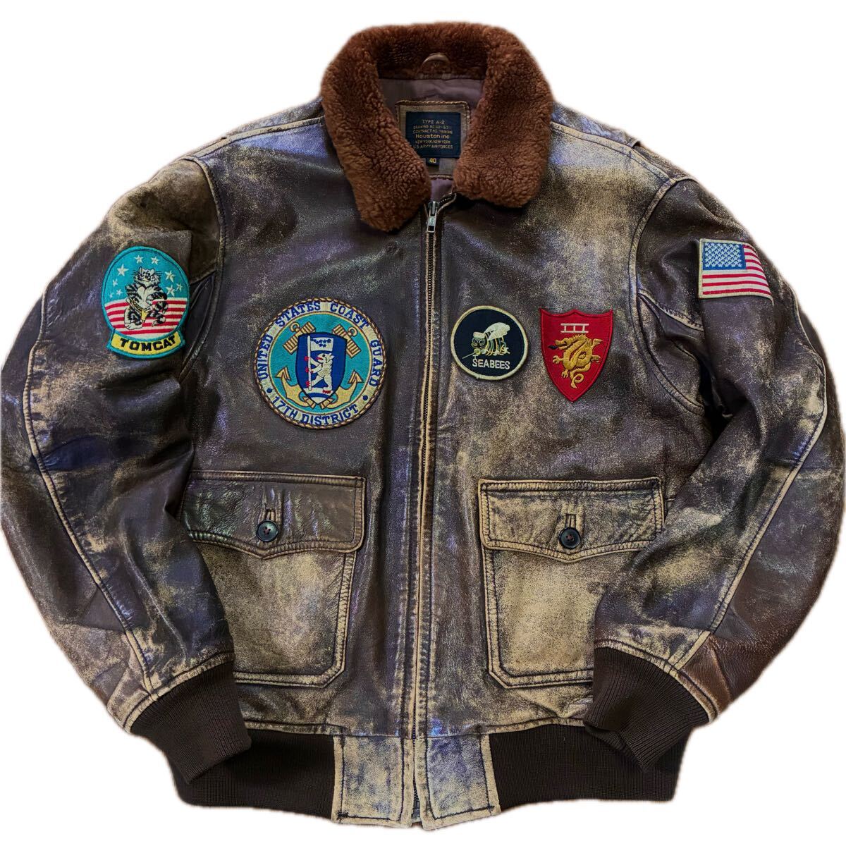 HOUSTON(ヒューストン)A-2 G1 トップガン ラムレザー フライトジャケット 40拍卖