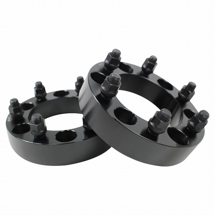 厚さ 35mm 6穴 6H PCD 139.7 ハブ径 108mm M14 P1.5 ワイドトレッド スペーサー ブラック キャデラック シボレー GMC 拍卖